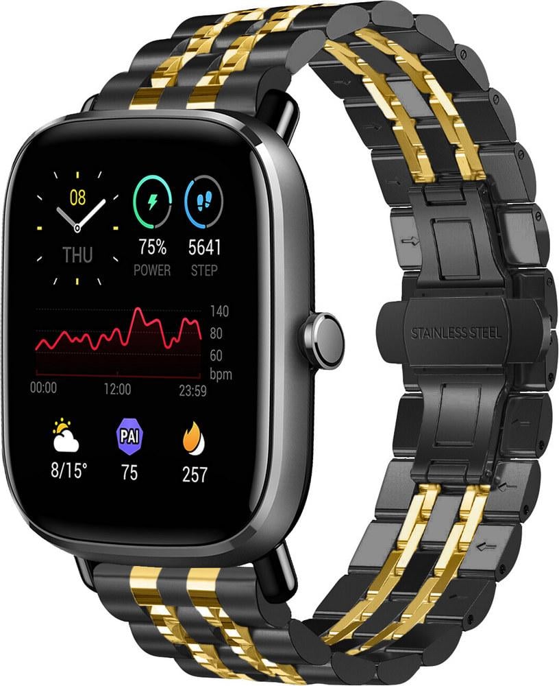 Браслет металлический Spinye Line для Amazfit GTS 2 mini Black/Gold (29036-02)