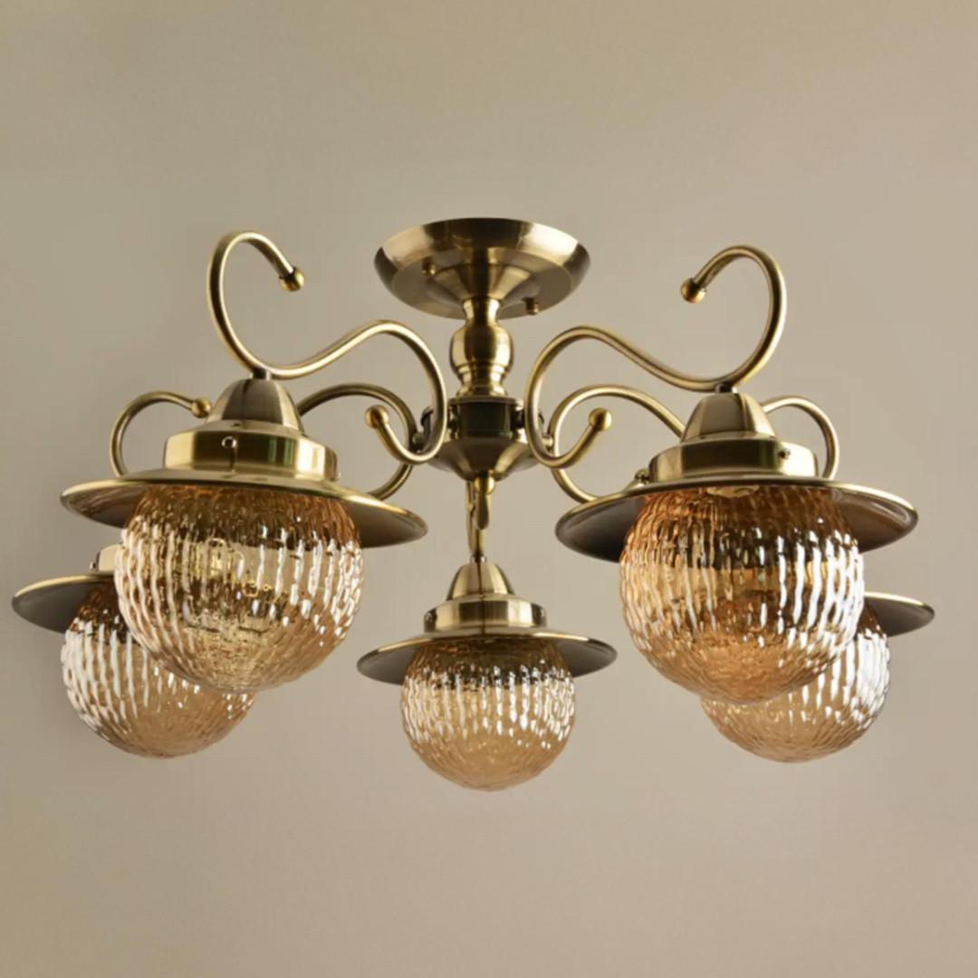 Люстра Sirius на пять рельефных плафонов под лампу Е27 Бронзовый (Л 7639/5)