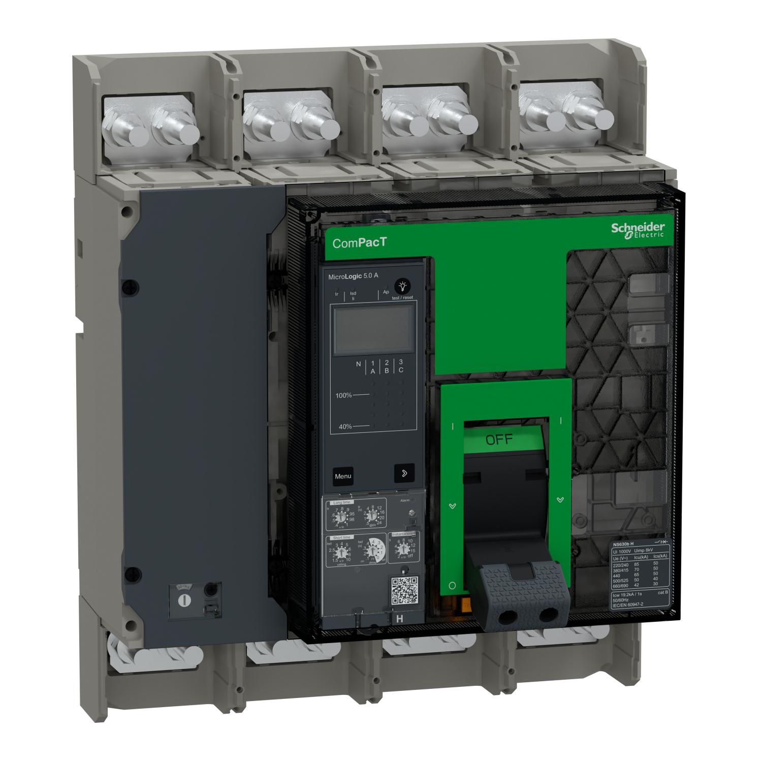 Автоматический выключатель Schneider Electric COMPACT NS630b H 4P 630А 70кА фиксированный с расцепителем ML5A (C063H45AFM) Автоматический выключатель Schneider Electric COMPACT NS630b H 4P 630А 70кА фиксированный с расцепителем ML5A (C063H45AFM)
