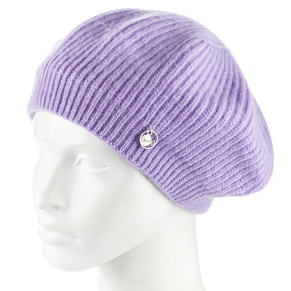 Берет женский ангоровый Atrics WH911 с узором двойной Лавандовый