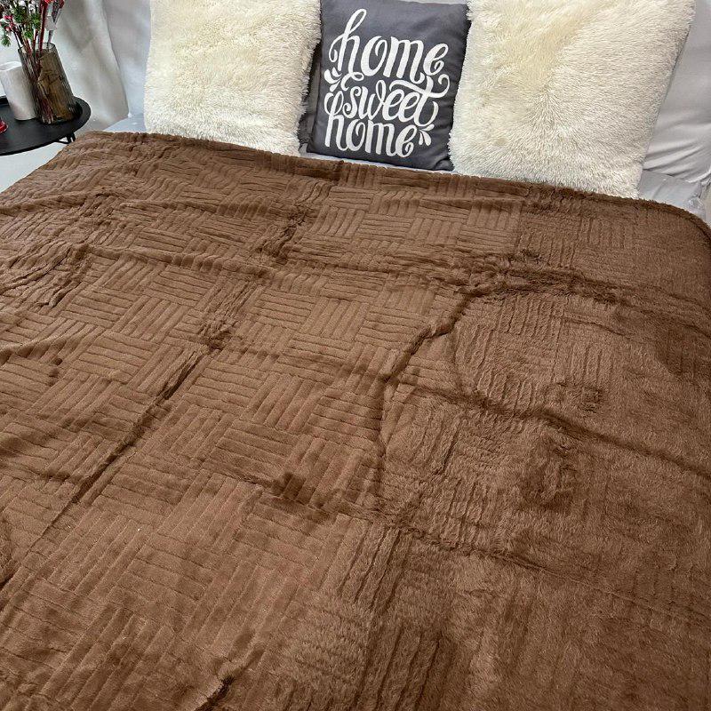 Покрывало микрофибра/велюр 200х230 см Коричневый (P-геометрия-5) - фото 3