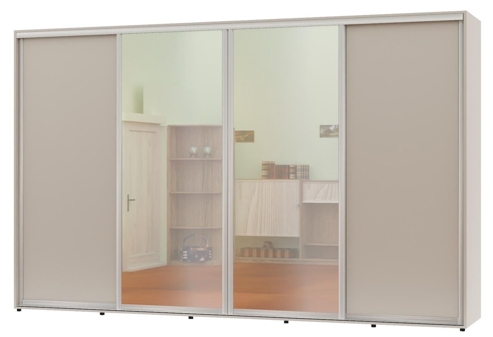 Шкаф-купе четырехдверный Алекса ДСП/зеркало/зеркало/ДСП 420x70x240 см Кашемир Шкаф-купе четырехдверный Алекса ДСП/зеркало/зеркало/ДСП 420x70x240 см Кашемир