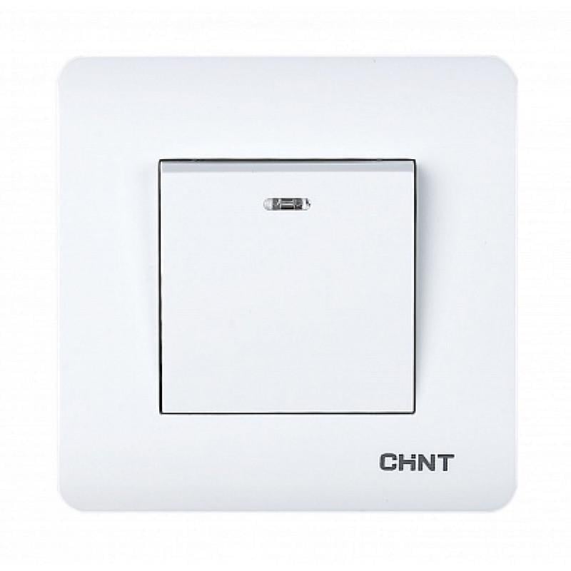 Вимикач CHINT NEW3 1-клавішний двополюсний з підсвічуванням Білий (715380)