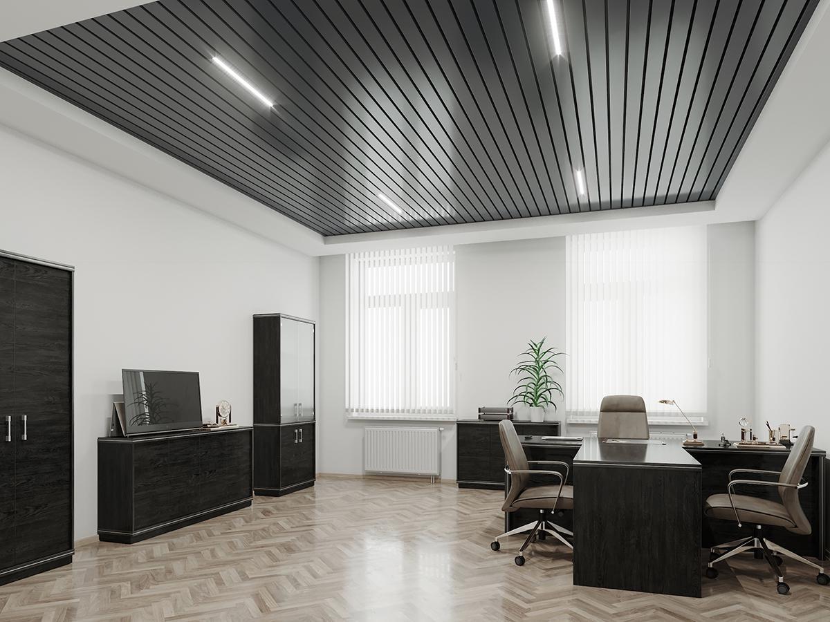 Потолок реечный кубообразный 88х55 модуль 150 мм 7024 Антрацит