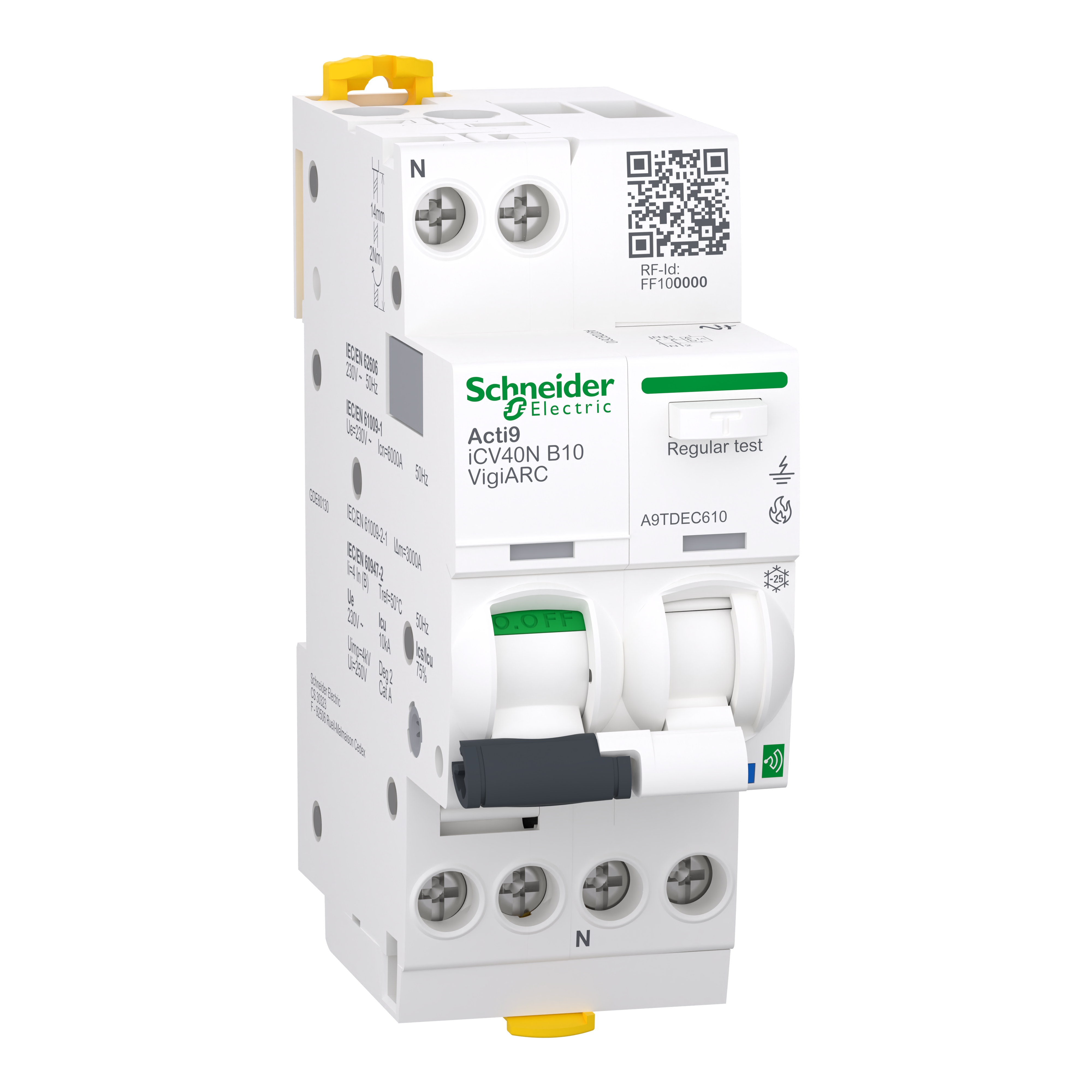 Дифференциальный выключатель Schneider Electric iCV40N 1P+N 10A 30мА 10кА B тип A-SI с УЗДП (A9TDEC610)
