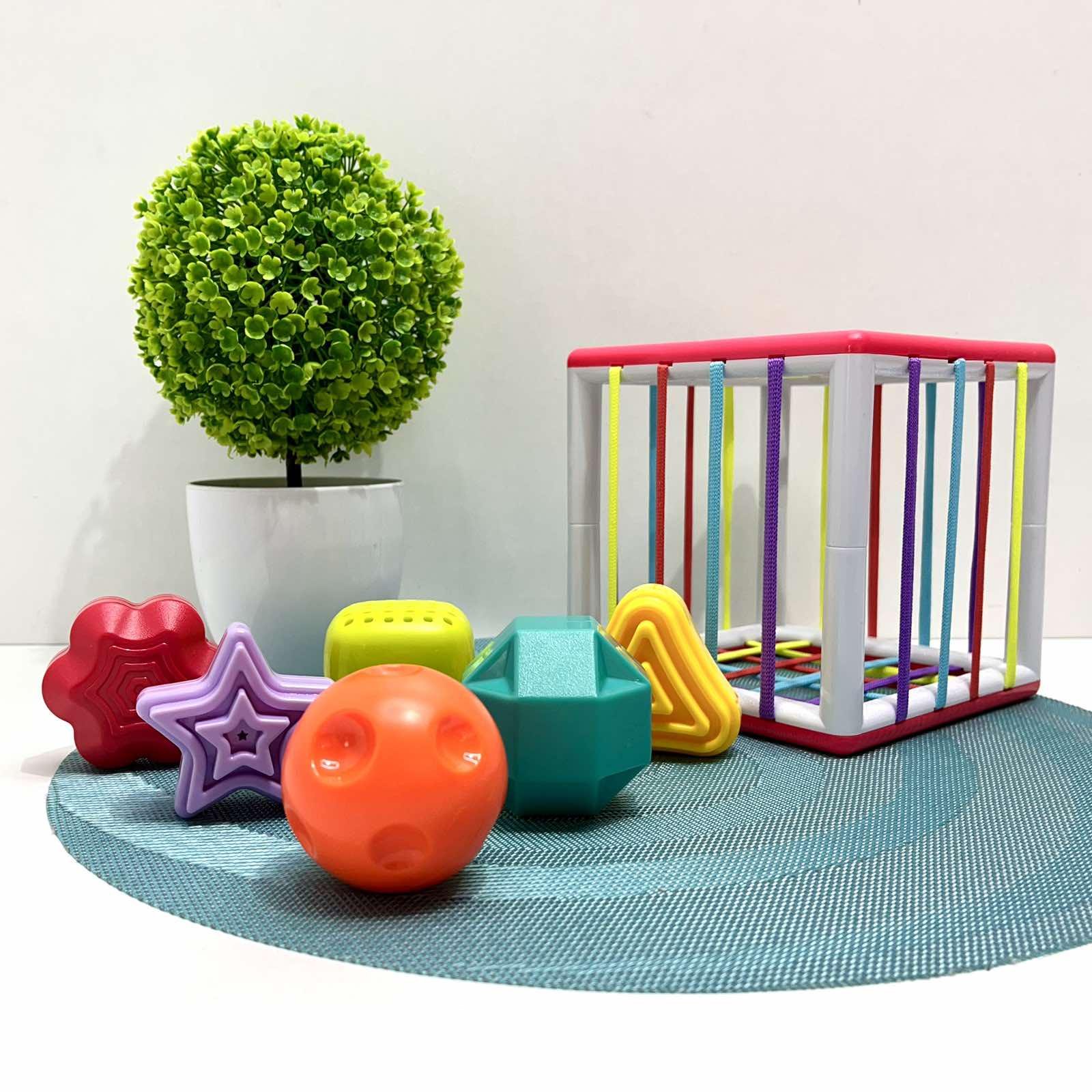 Сортер детский резинки на гранях 6 фигур-погремушка (PLC488-PLC388)