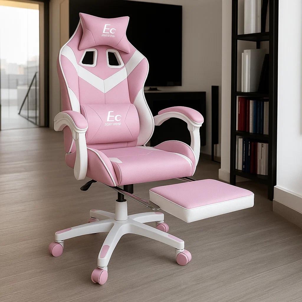 Геймерське крісло EC GAMING з підставкою для ніг Рожевий (17435) - фото 3