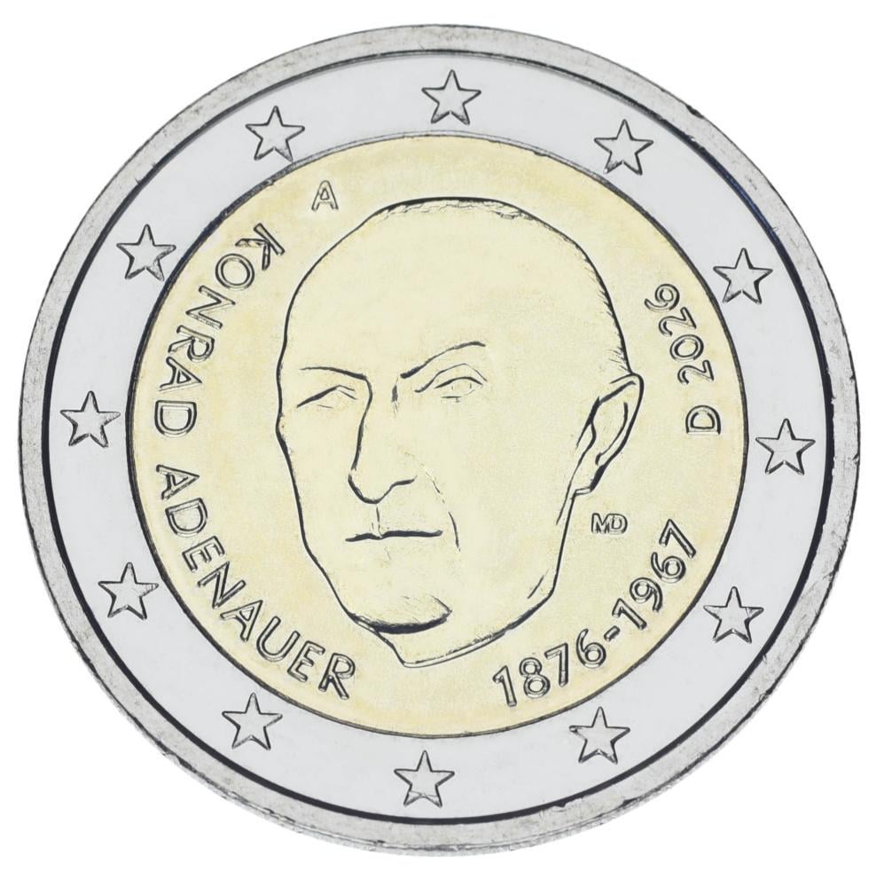 Коллекционная монета Германия 2 евро 2026 Биметалл UNC A Конрад Аденауэр (М24145)