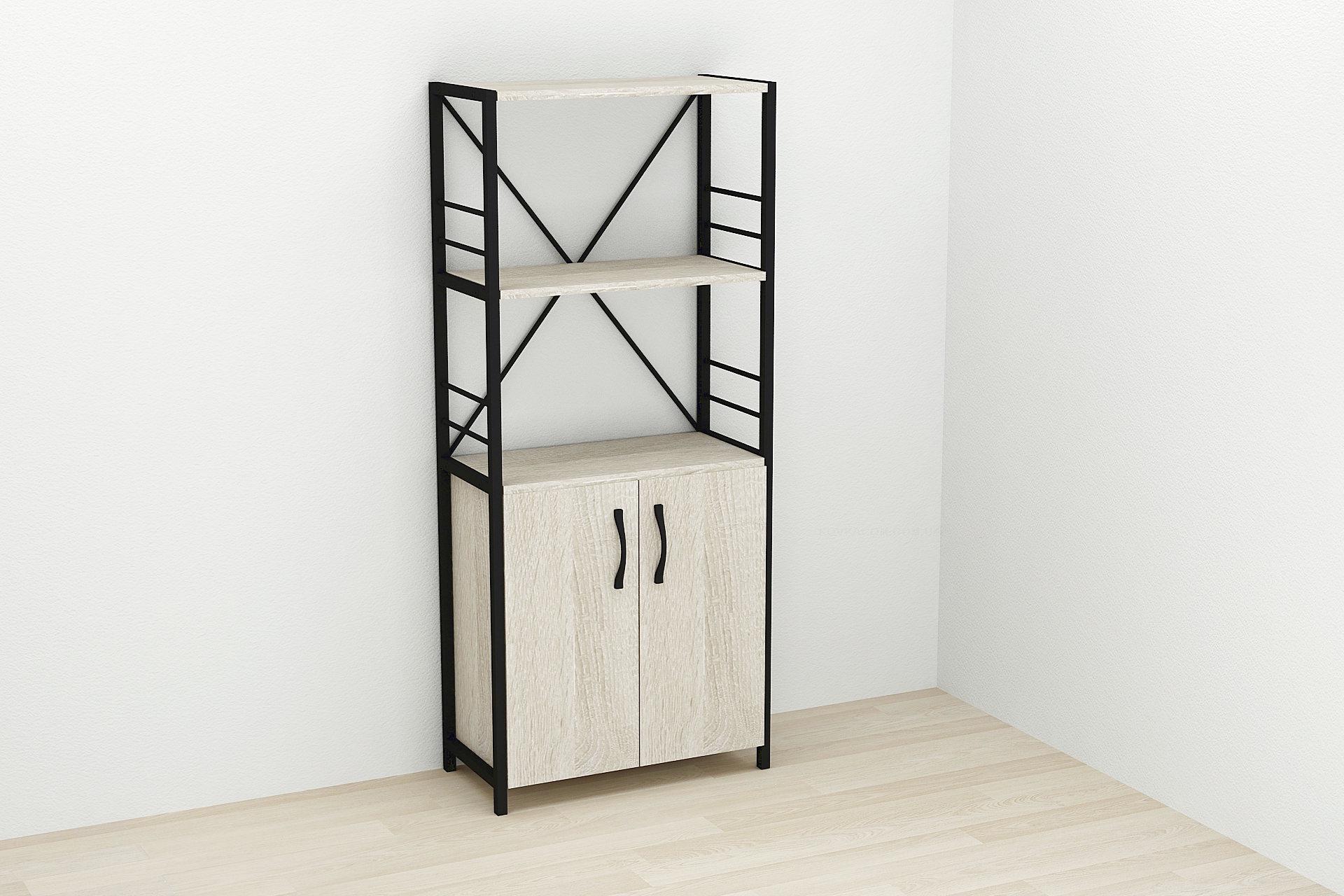 Етажерка Ferrum-decor Конект 3/60 з тумбою ДСП 144x60x28 см Чорний/Сонома (FRD-104445) - фото 2