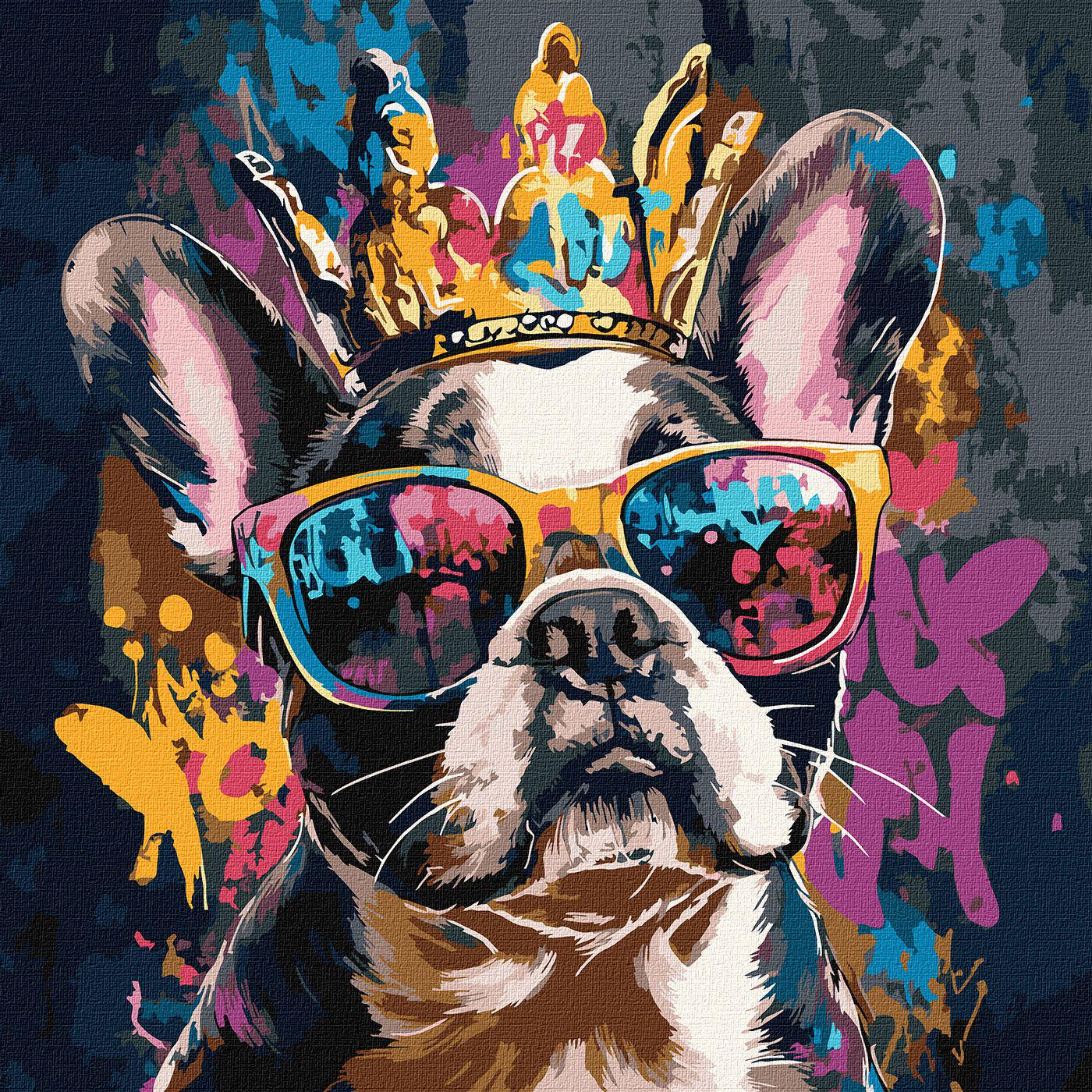 Набір для розпису по номерах Ideyka Яскравий бульдог КНО6706 40x40 см (MTT-199508)