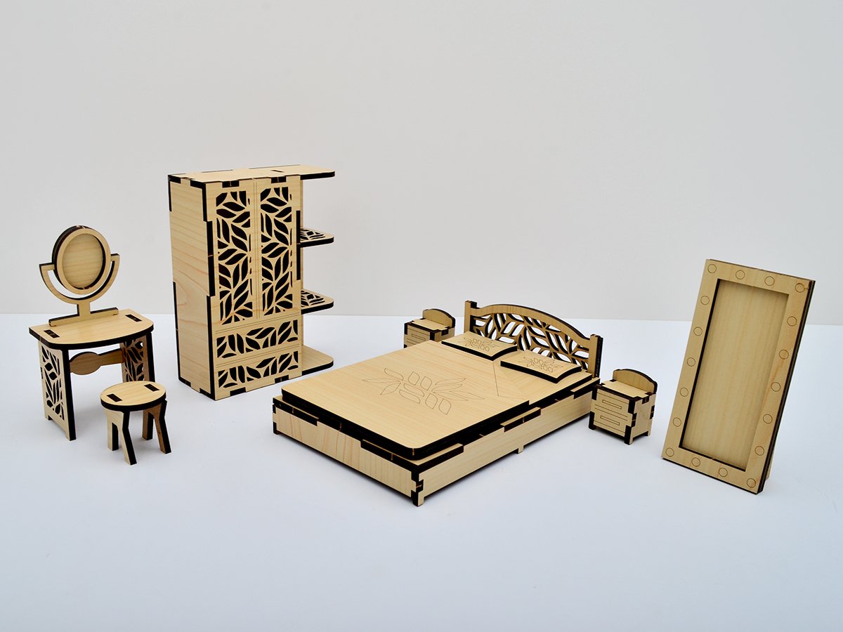 Набір меблів для ляльок ЛОЛ 3DBRT Nature спальня для будиночка 7 шт.