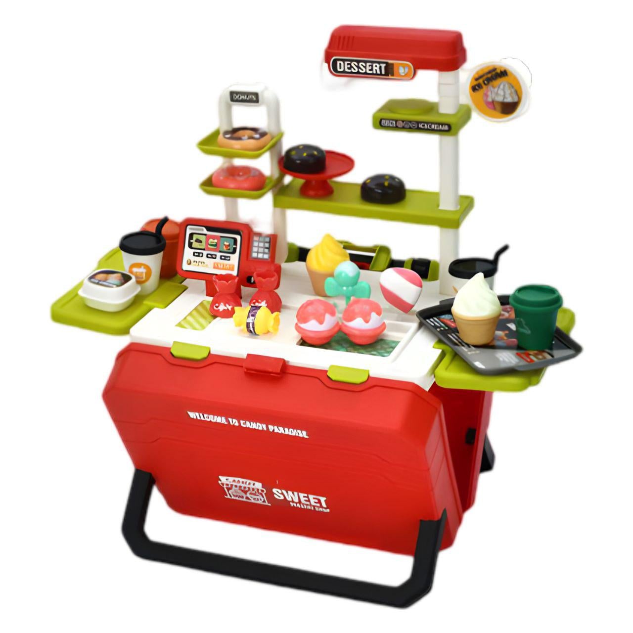 Детский магазин 2в1 прилавок с продуктами и чемодан для хранения Красный Детский магазин 2в1 прилавок с продуктами и чемодан для хранения Красный