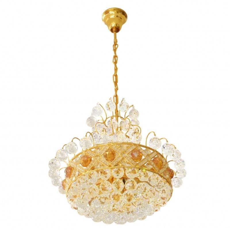 Люстра хрустальная подвесная Brille BCL-213S/10 E14 большая Gold