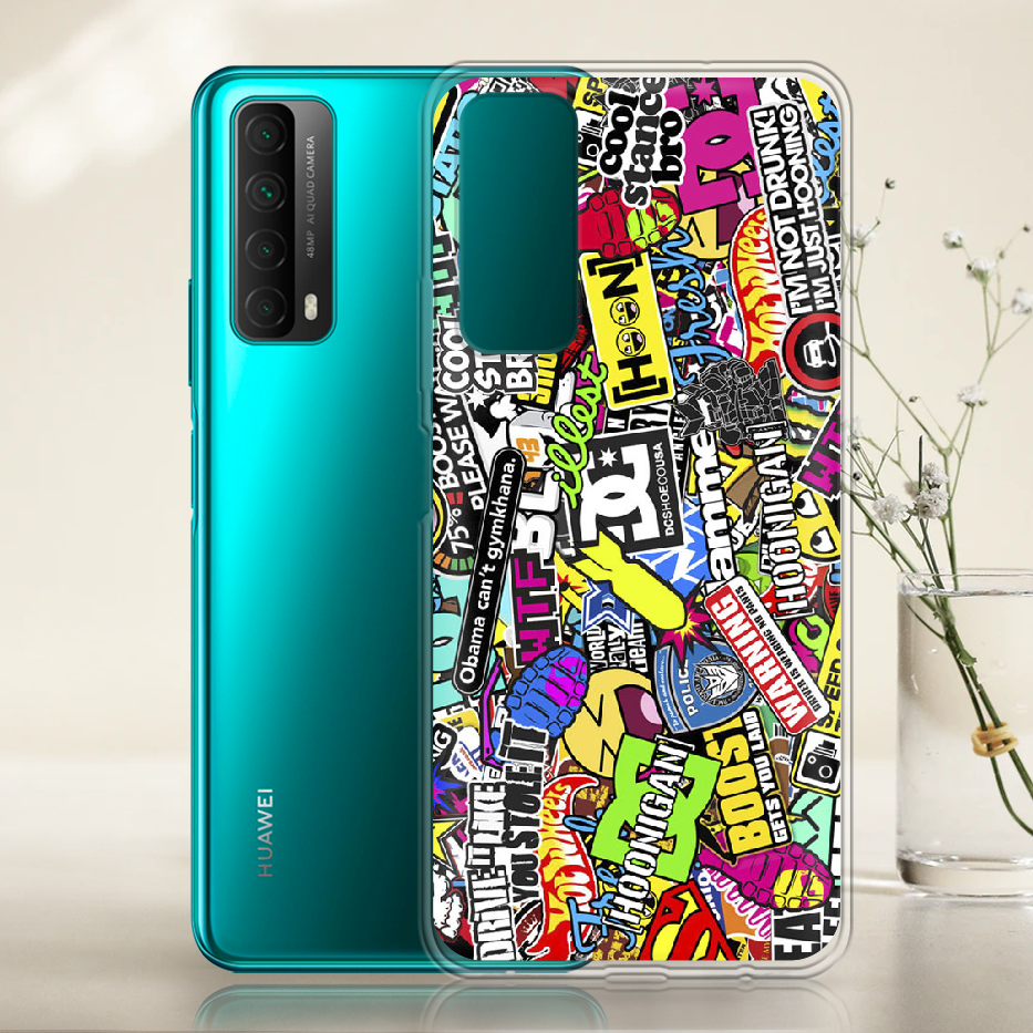 Чохол Boxface Huawei P Smart 2021 Multicolored Inscriptions Прозорий силікон (41133-up880-41133) - фото 2