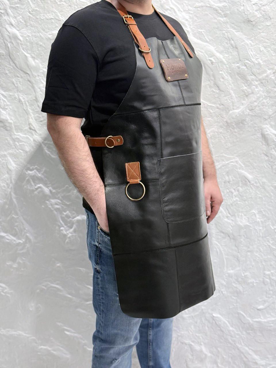 Фартух з натуральної шкіри HollaApron Black (300001) - фото 4