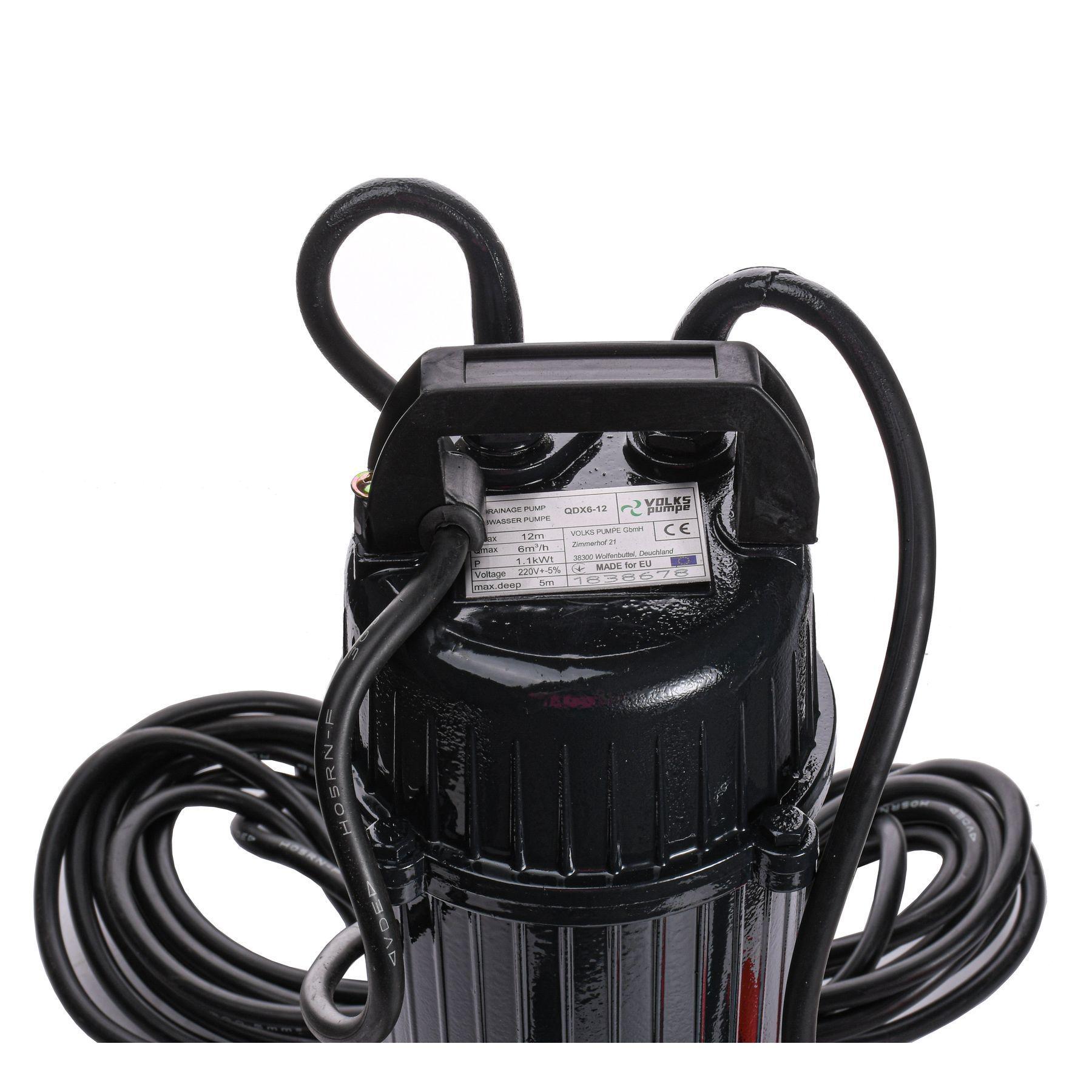 Насос занурювальний вихровий дренажний VOLKS pumpe QDX6-12 000008692 1100 Вт (106049) - фото 4