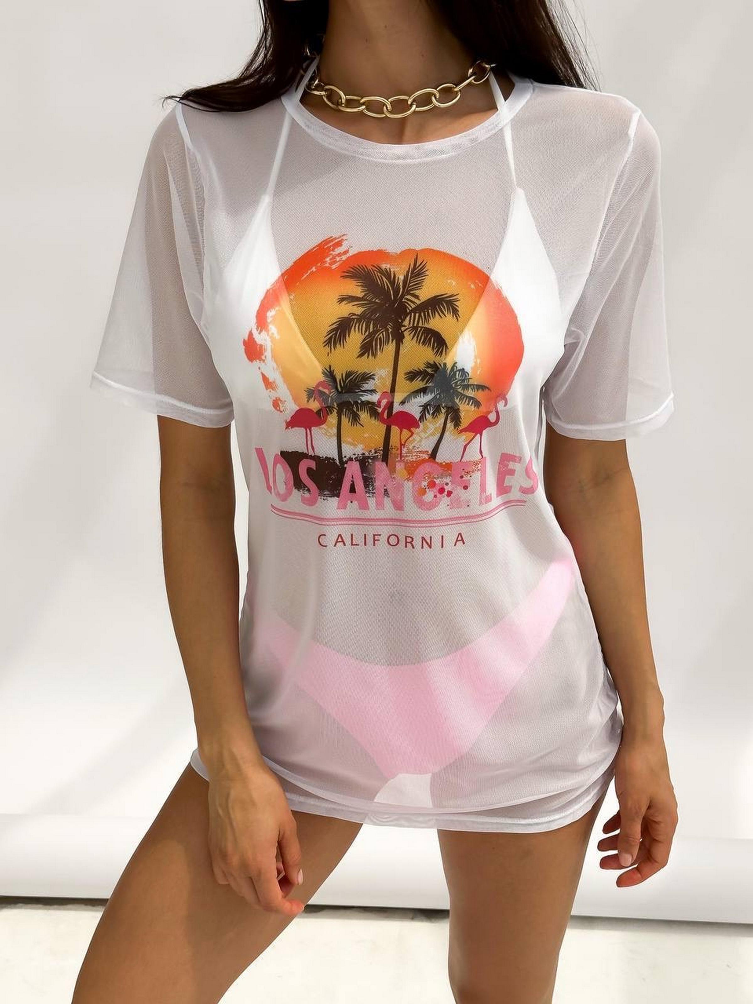 Комплект пляжный женский Nova VegaКупальник/футболка S р. 42 Розовый (103-2685/13)