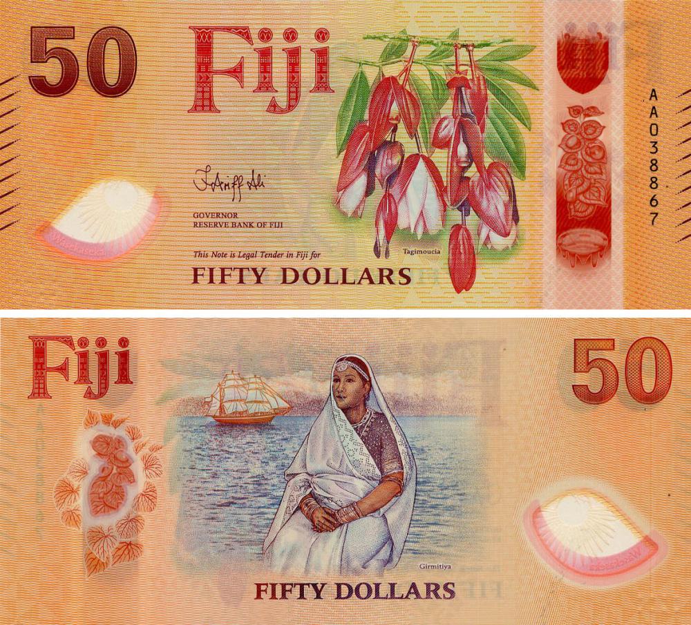 Коллекционная банкнота Фиджи 50 долларов 2025/2026 Полимер UNC s. AA (PW128)
