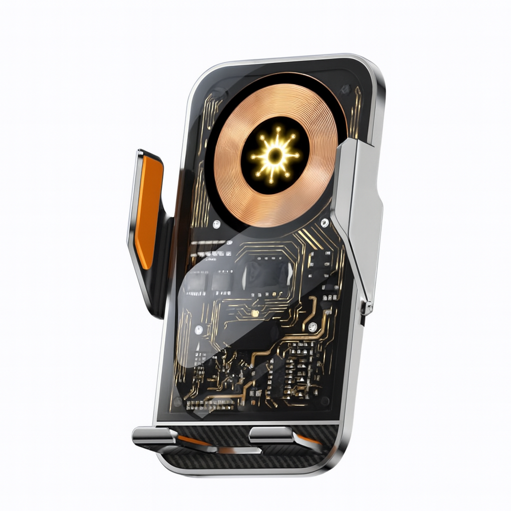 Автомобильный держатель с беспроводной зарядкой для смартфона с креплением Серый (C10) Автомобильный держатель с беспроводной зарядкой для смартфона с креплением Серый (C10)