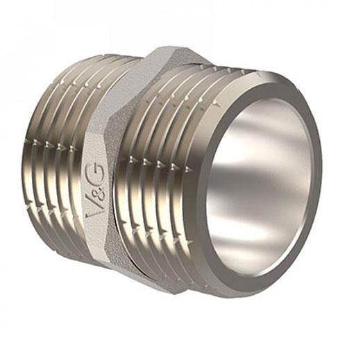 Ниппель резьбовой V&G VALOGIN НхН 1" никель (VG-203103)