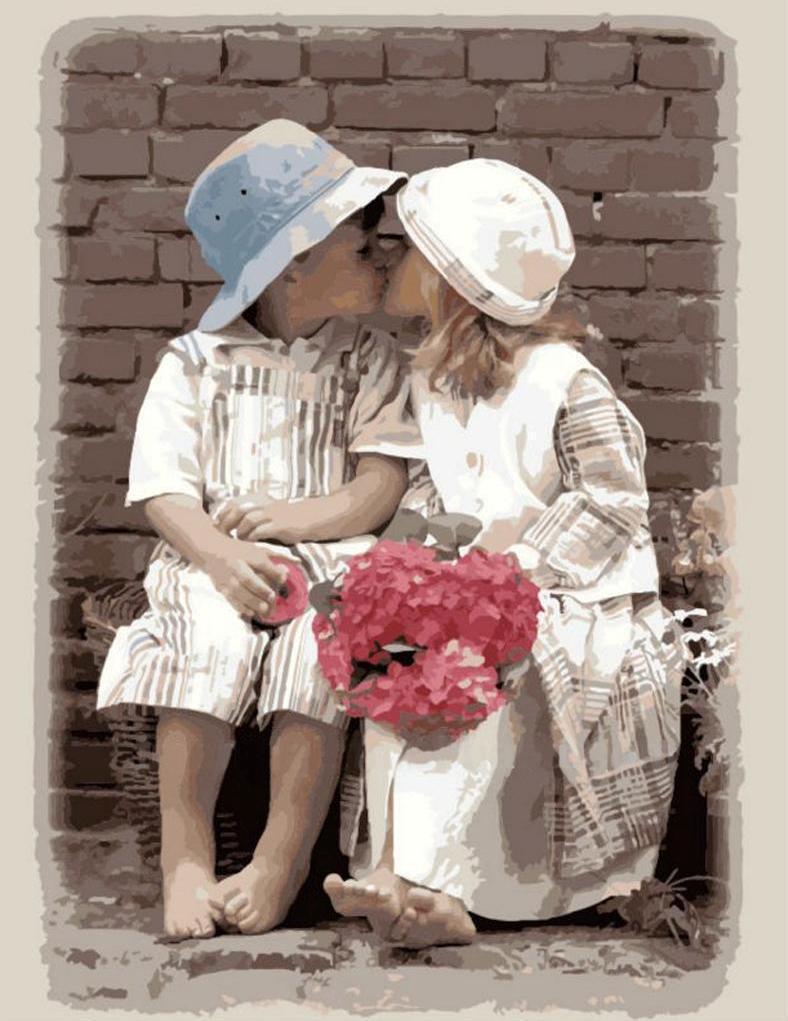 Картина по номерам Идейка Первый поцелуй 40x50 см (skl-КНО1044)