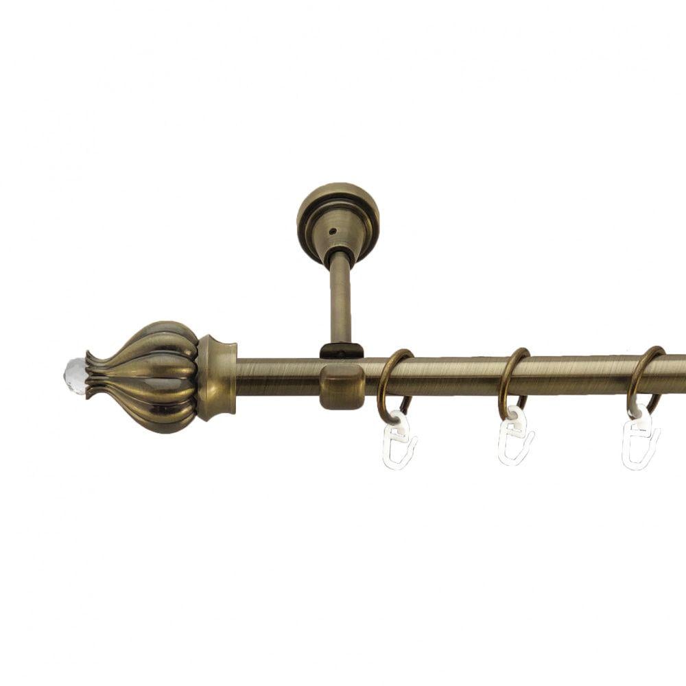 Карниз металевий Orvit Таджа-Кристал однорядний відкритий/гладка труба/кільце металеве Антик 16 мм 300 см (3327955) - фото 1