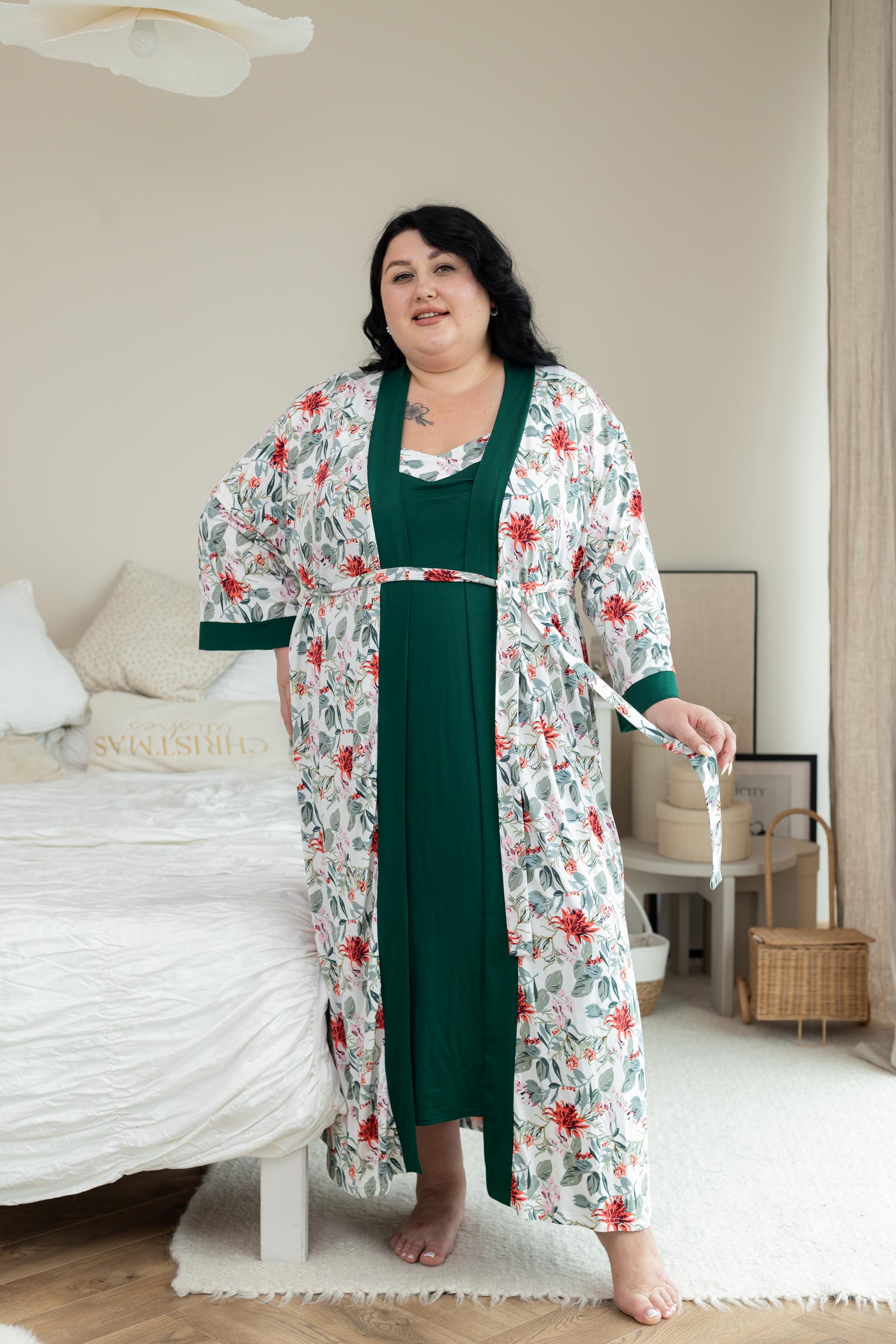 Комплект женский Амелия ночная рубашка и халат из вискозы 4XL (37715407)