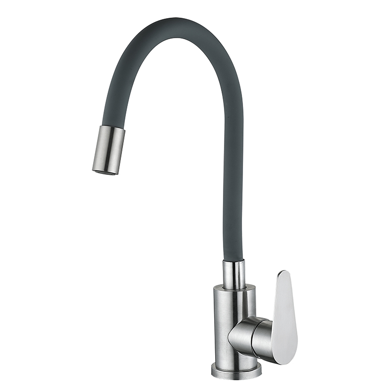 Смеситель для кухни на две воды Zerix Fox-011 Refl.Gray с нержавеючей стали SUS304 (ZX4834)