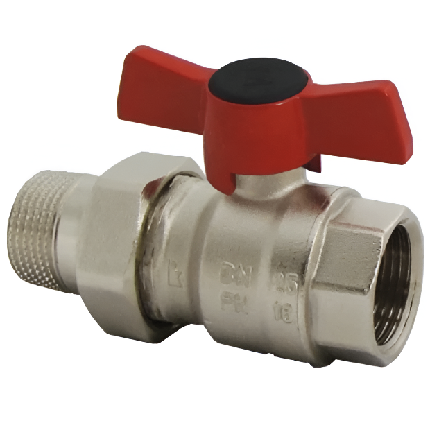 Кран Американка Herz 1" ВЗ прямой латунь никелированная (1221113)