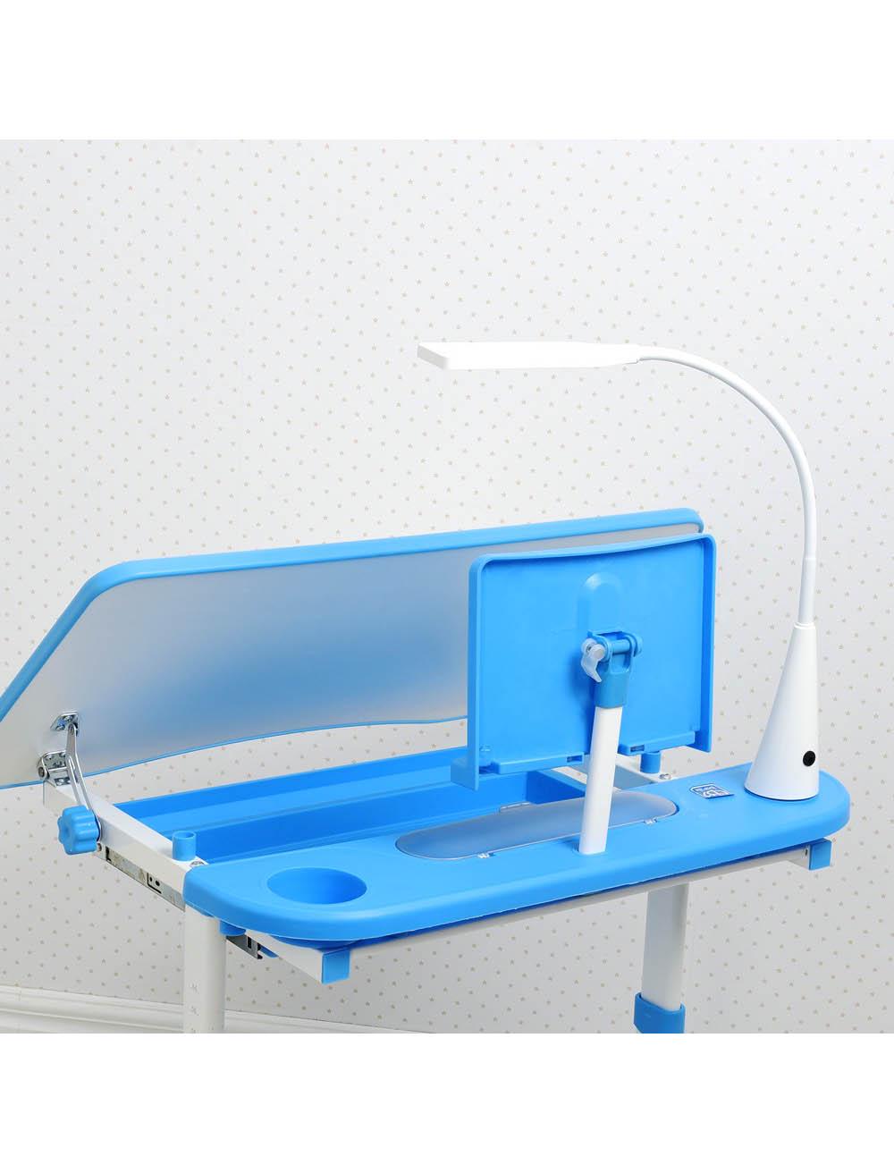 Парта Bambi M 4428-4 с регулируемой высотой встроенной лампой и подставкой для книг Бело-голубой - фото 3