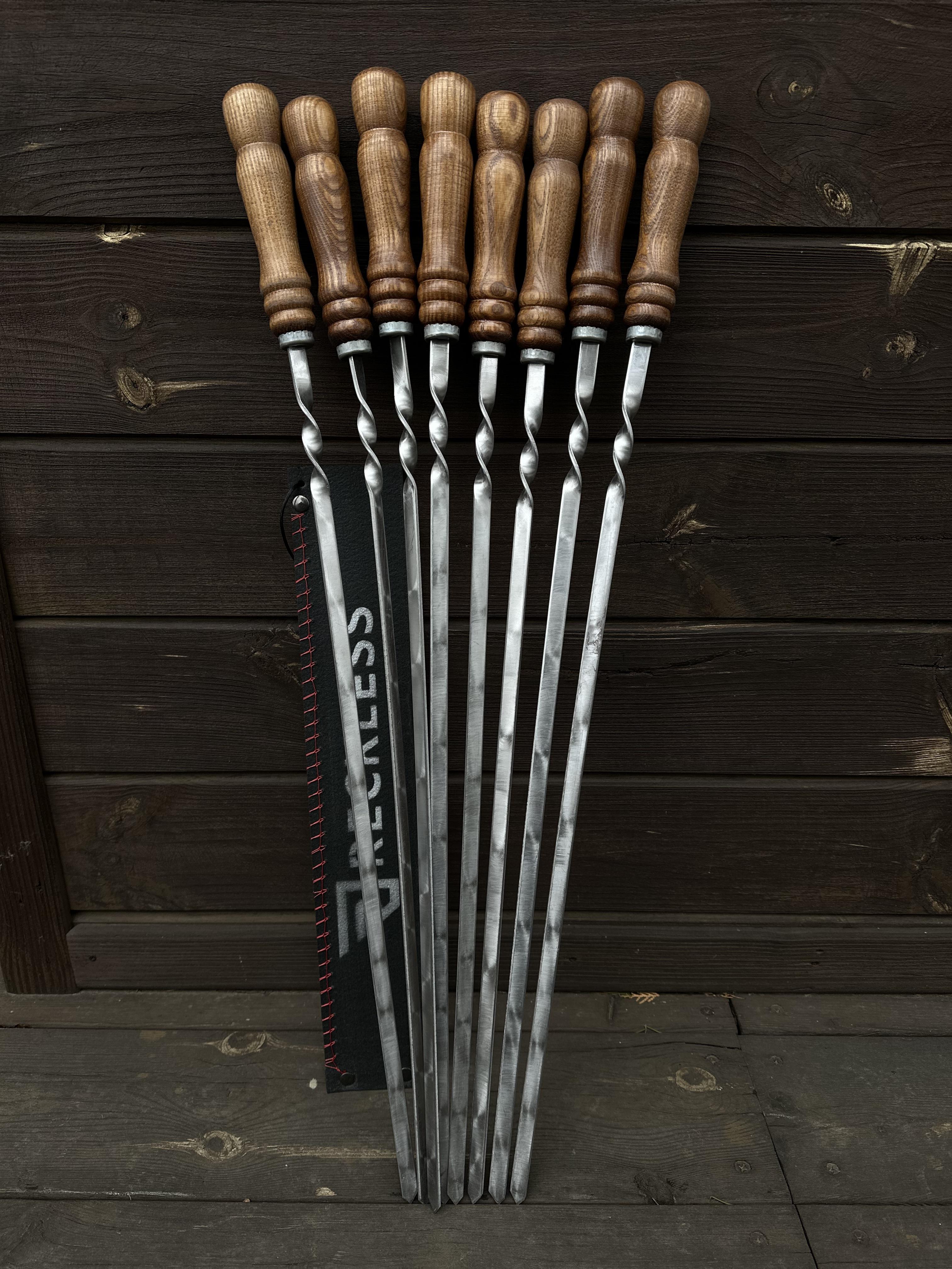 Набор шампуров Reckless Cinnamon с деревянной ручкой из нержавеющей стали 750х3х12 мм 8 шт. (шсдрц8)