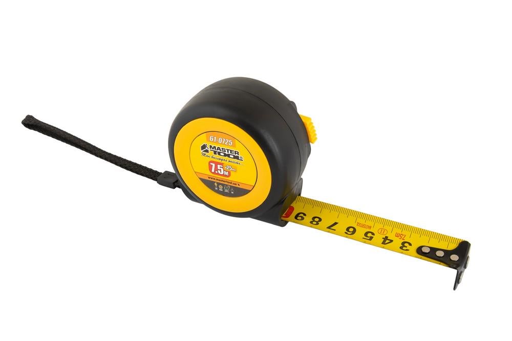 Рулетка MasterTool с магнитами автоматический фиксатор покрытия TPR храповой механизм 7.5 м 25 мм (61-0725)