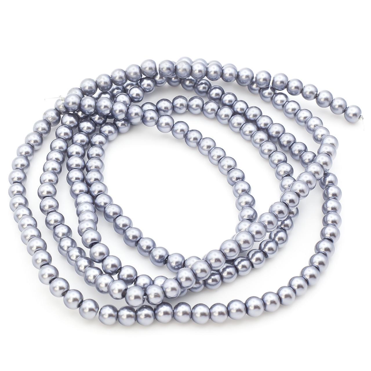 Бусины стеклянные на нитке под жемчуг 4 мм 80 см 209 шт. Черный/Никель (БЖ0004к39) Бусины стеклянные на нитке под жемчуг 4 мм 80 см 209 шт. Черный/Никель (БЖ0004к39)