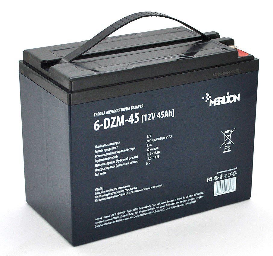 Аккумуляторная батарея тяговая AGM Merlion 6DZM-45M5 12V 45Ah Аккумуляторная батарея тяговая AGM Merlion 6DZM-45M5 12V 45Ah