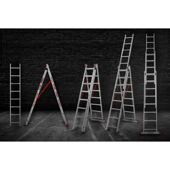 Драбина алюмінієва КВІТКА PRO 3-х секційна 3х8 сходинок (110-9308) - фото 11 Драбина алюмінієва КВІТКА PRO 3-х секційна 3х8 сходинок (110-9308) - фото 11