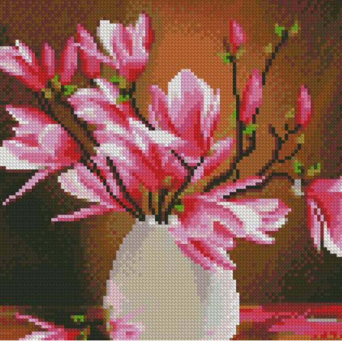 Алмазная мозаика Strateg Премиум Магнолия в весе 30x30 см (CA-0046)