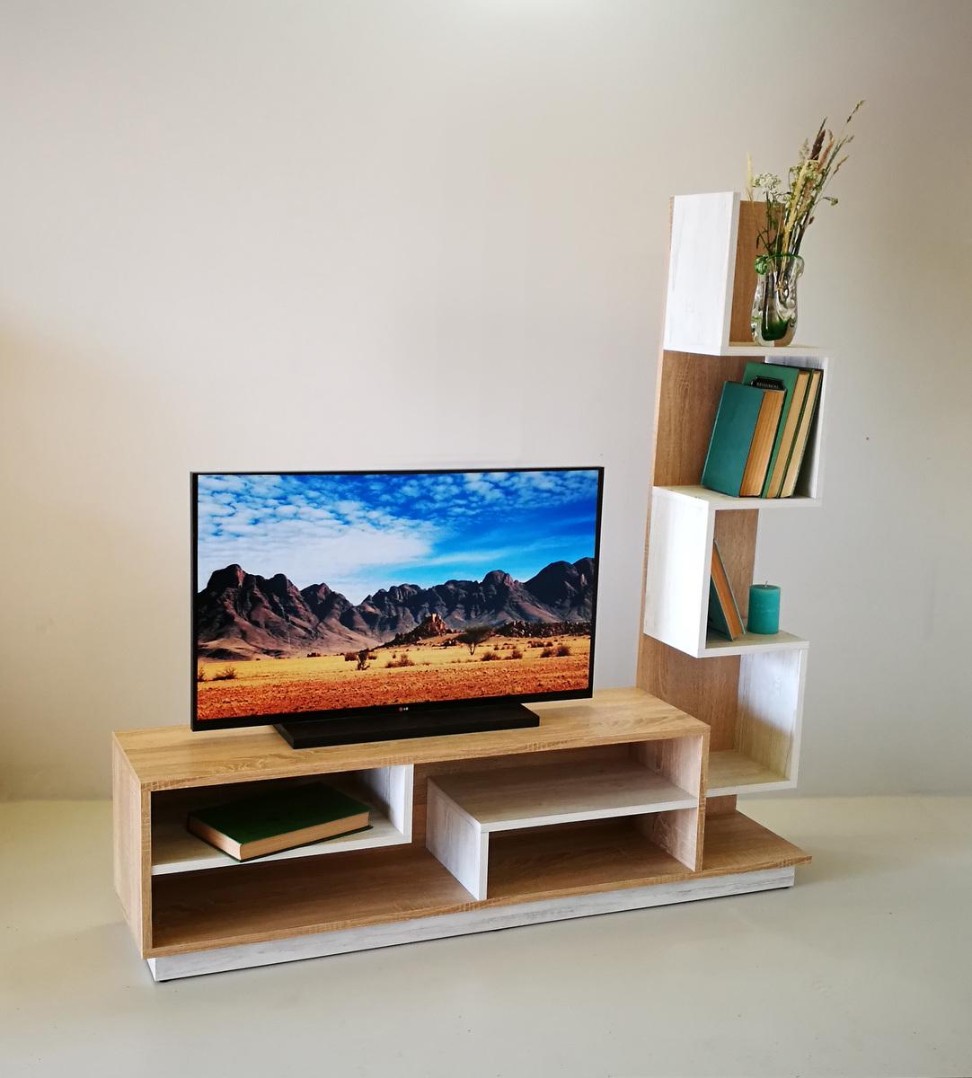 Тумба під ТВ Мікс Меблі ТВ-3 1300х250х1300 мм Дуб Сонома/Атланта - фото 1