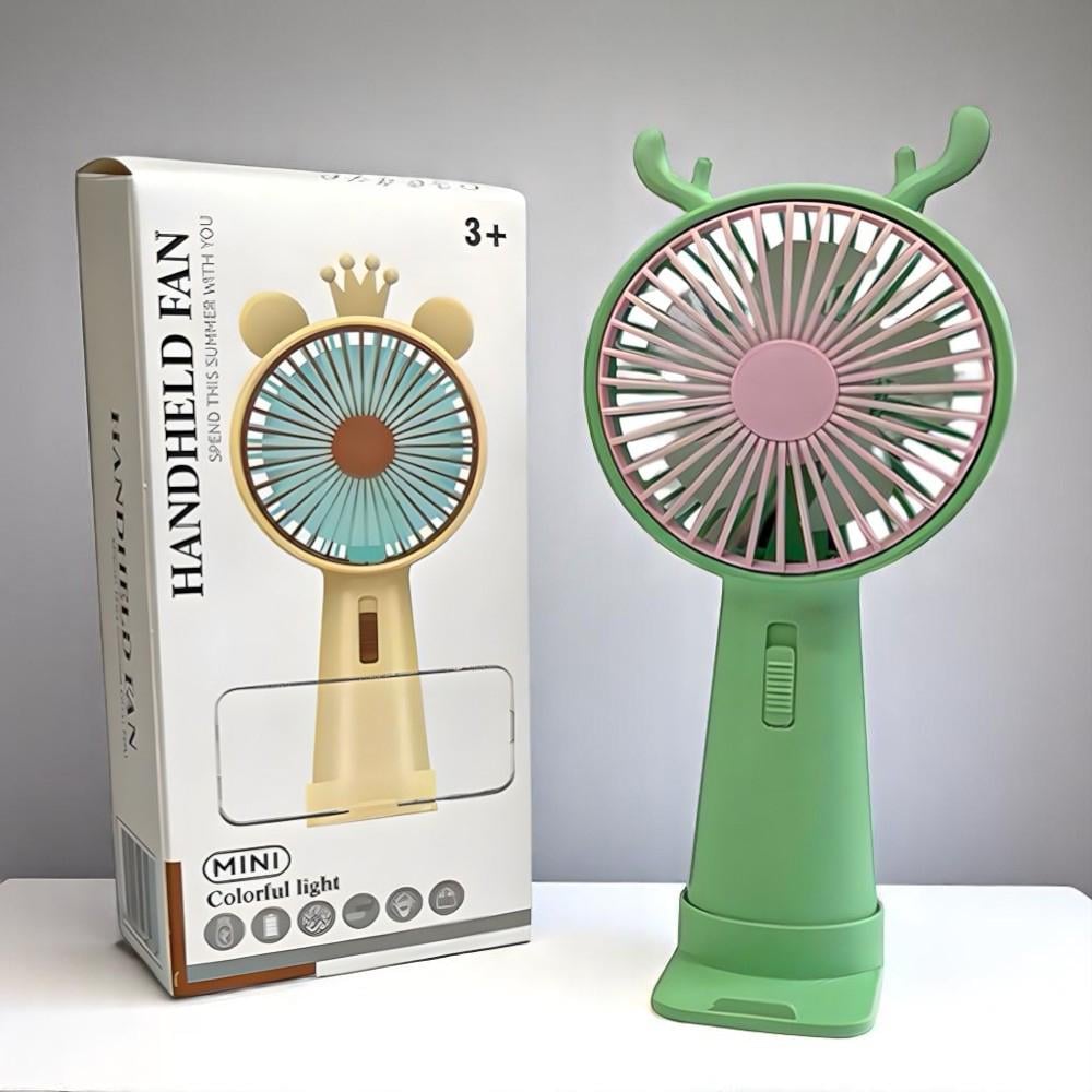 Вентилятор портативний Оленя з ріжками на акумуляторі та USB Зелений (51-зел-39559) - фото 1 Вентилятор портативний Оленя з ріжками на акумуляторі та USB Зелений (51-зел-39559) - фото 1