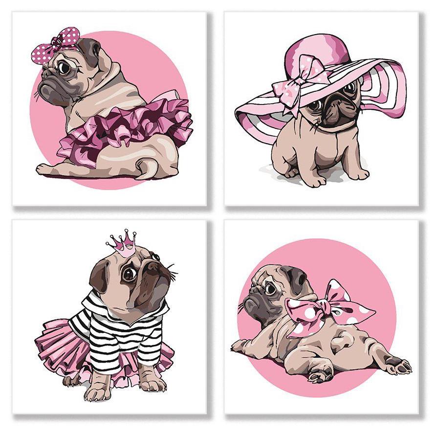 Картина по номерам Идейка "Девочки, такие девочки" 4 шт. 18x18 см (KNP006)