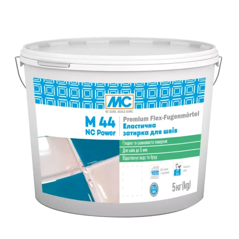 Затірка гідрофобна MC-Bauchemie M 44NC Power/10 для керамічної та керамогранітної плитки 5 кг Білий/Чорний