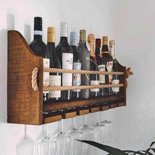 Полка для вина настенная из дерева Имидзу Латте (ПНК-002916)