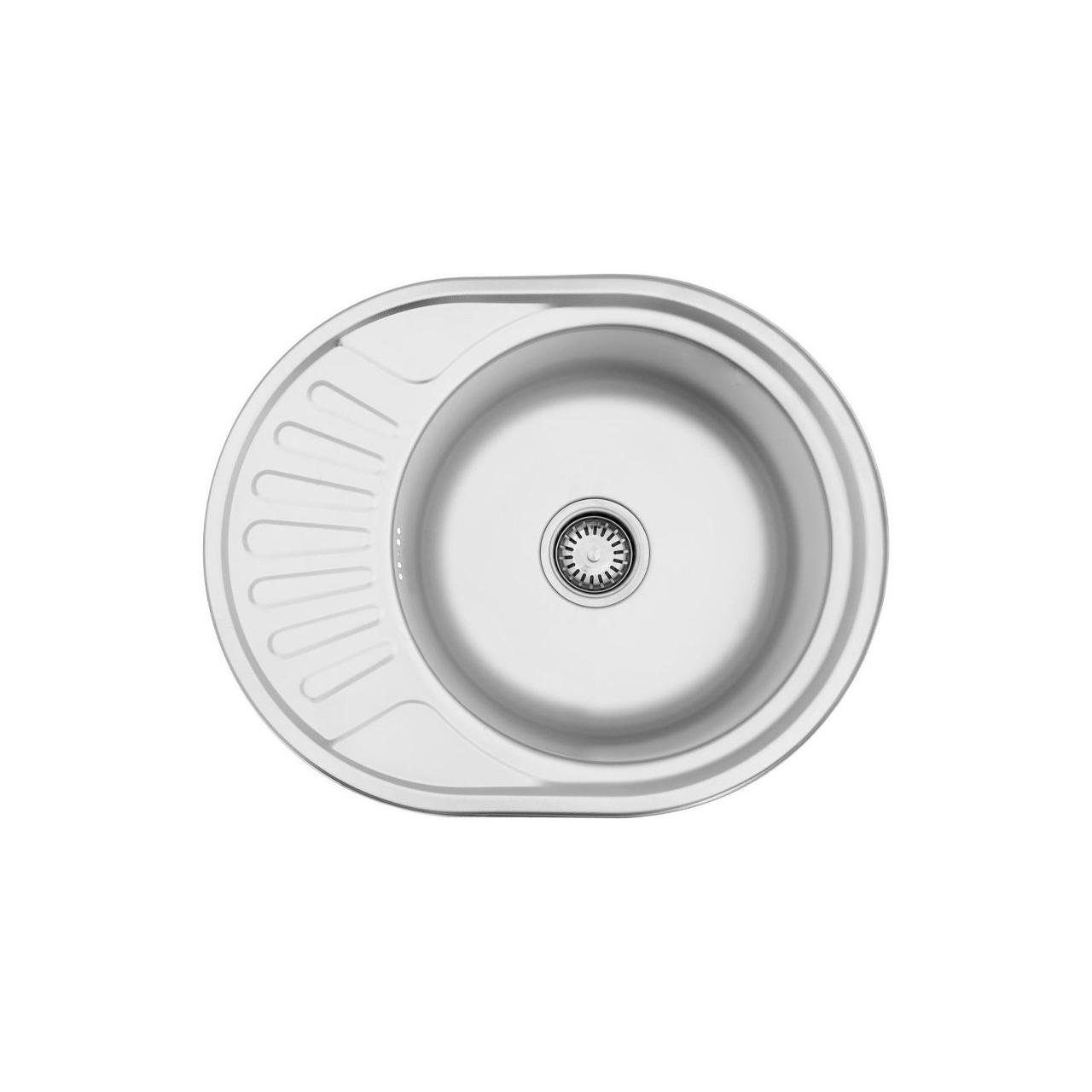 Мойка для кухни AISI 201 WAL-D5745-18-08V из нержавейки с крылом для сушки овальная - фото 3