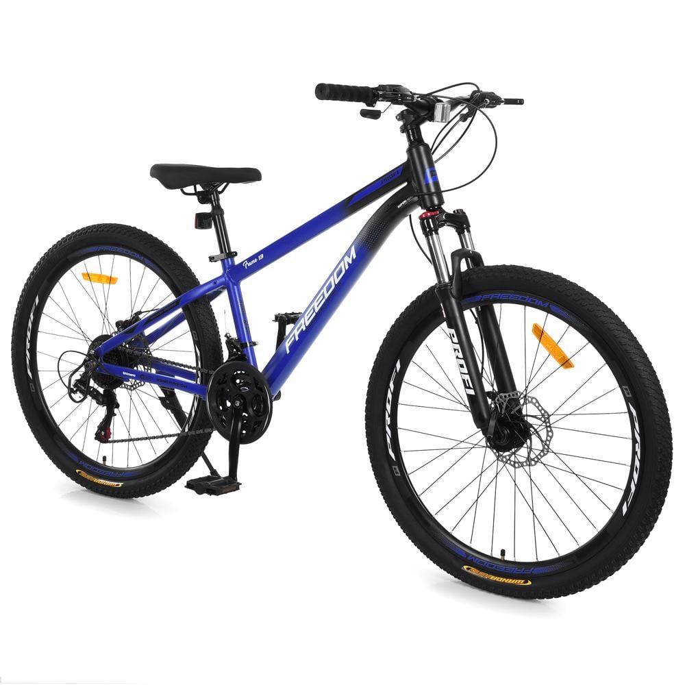 Велосипед горный подростковый 24" Profi Freedom AM DD алюминиевая рама 11" рост 125-150 см Сине-черный (FD-24005)