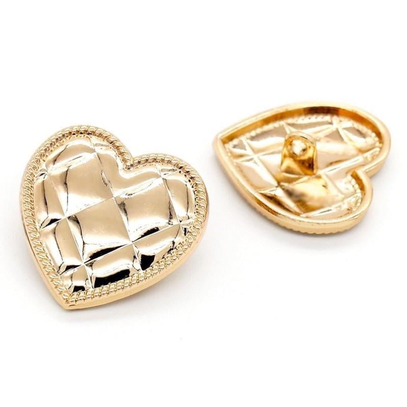 Пуговица Quilted heart LuxFabric на ножке металл 20х20 мм 1 шт. Золотистый (ПВ2020с49)