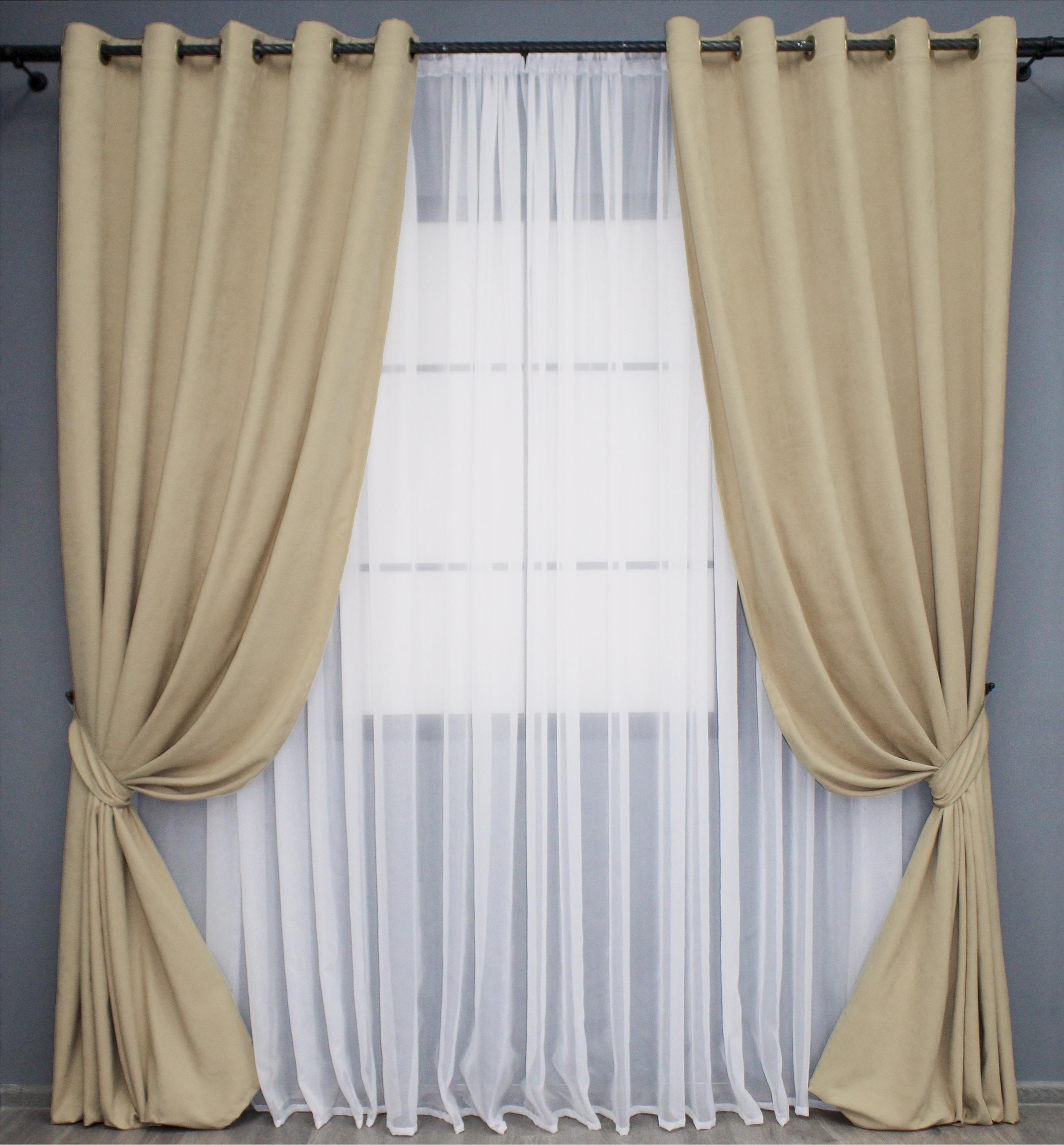 Комплект штор на люверсах VR-Textil Микровелюр Petek №1491ш 150х280 см 2 шт. Бежевый (37-0215)