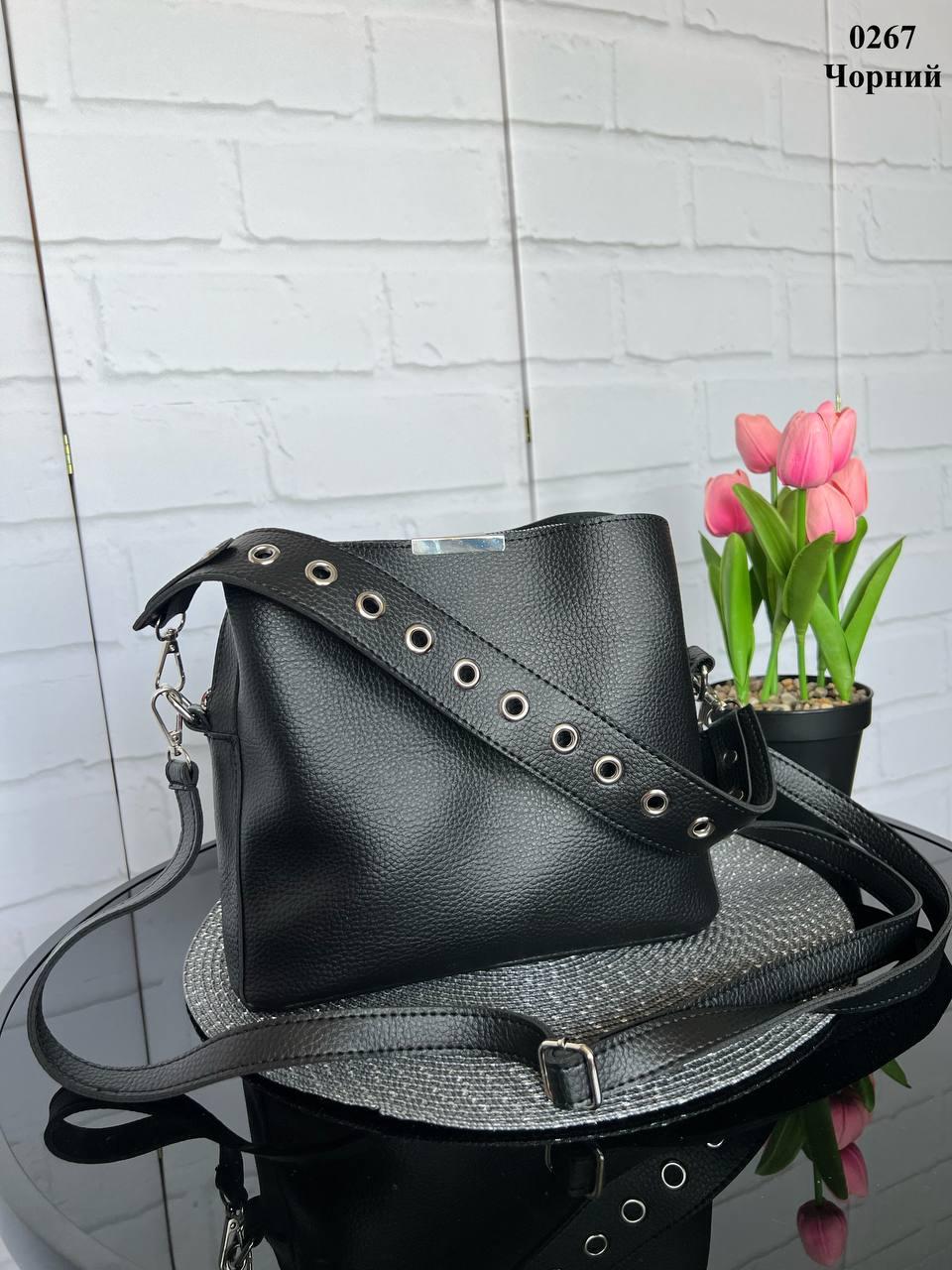 Сумка кросс боди женская через плечо из экокожи с двумя съемными ремнями Черный - фото 2 Сумка кросс боди женская через плечо из экокожи с двумя съемными ремнями Черный - фото 2