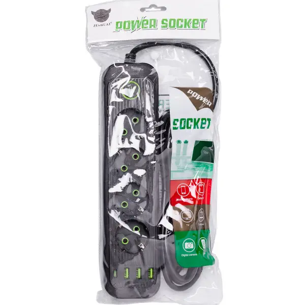 Фильтр-удлинитель сетевой EURO 4 розетки 3 USB и с быстрой зарядкой 2,8 м Черный (147-107- HP-5-13MF) - фото 9 Фильтр-удлинитель сетевой EURO 4 розетки 3 USB и с быстрой зарядкой 2,8 м Черный (147-107- HP-5-13MF) - фото 9