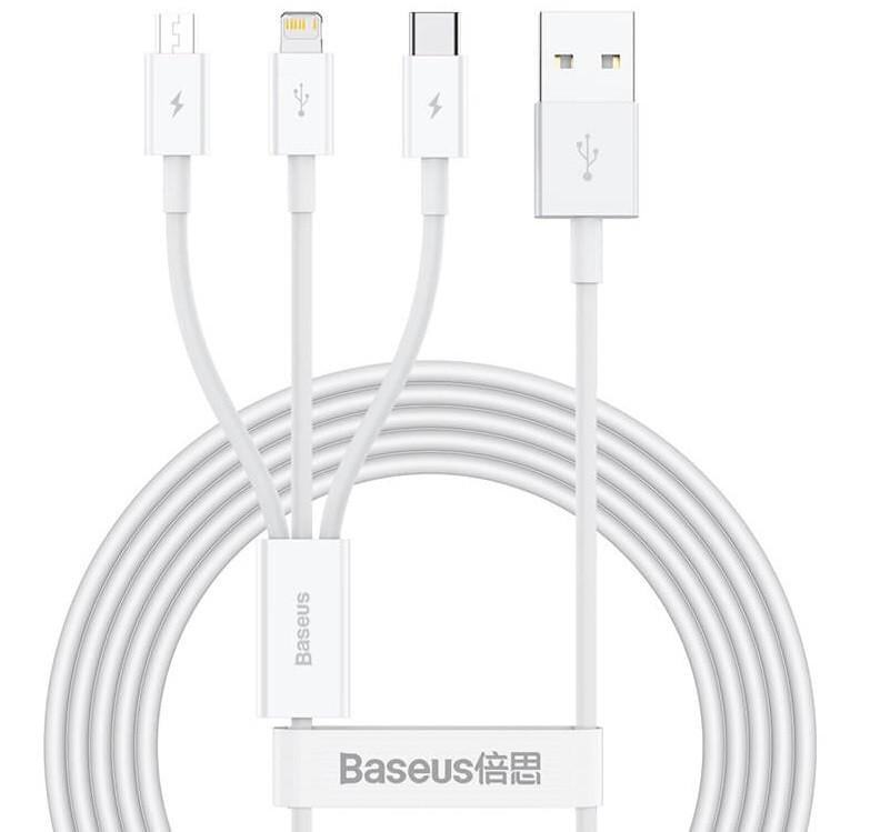 Кабель Baseus Combo Superior CAMLTYS-02 MicroUSB Lightning и Type-C 150 см Белый (537084)