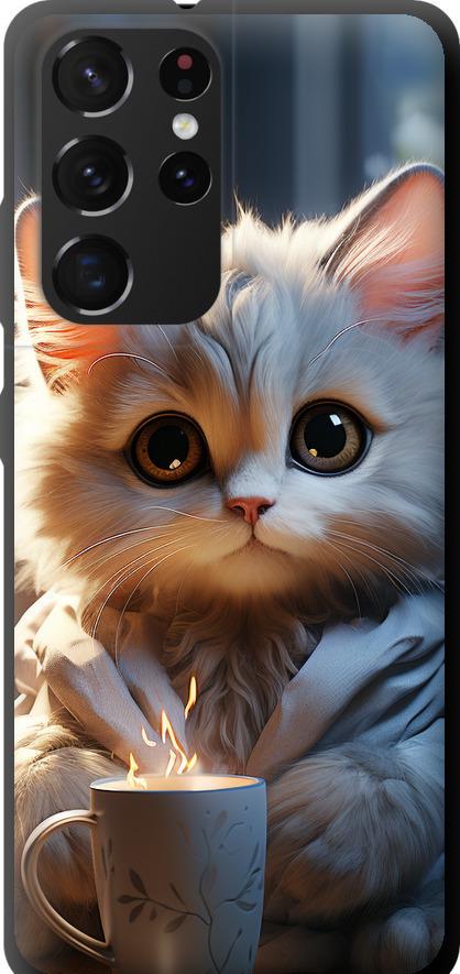 Чехол на Samsung Galaxy S21 Ultra (5G) White cat (5646b-2116-42517)