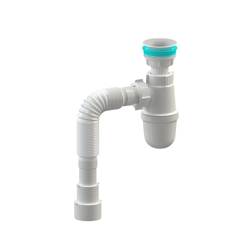 Сифон SoloPlast Т0005 для мийки та умивальника з пластиковою гофрою 600 мм універсальне підключення 40/50 мм (2519186758)